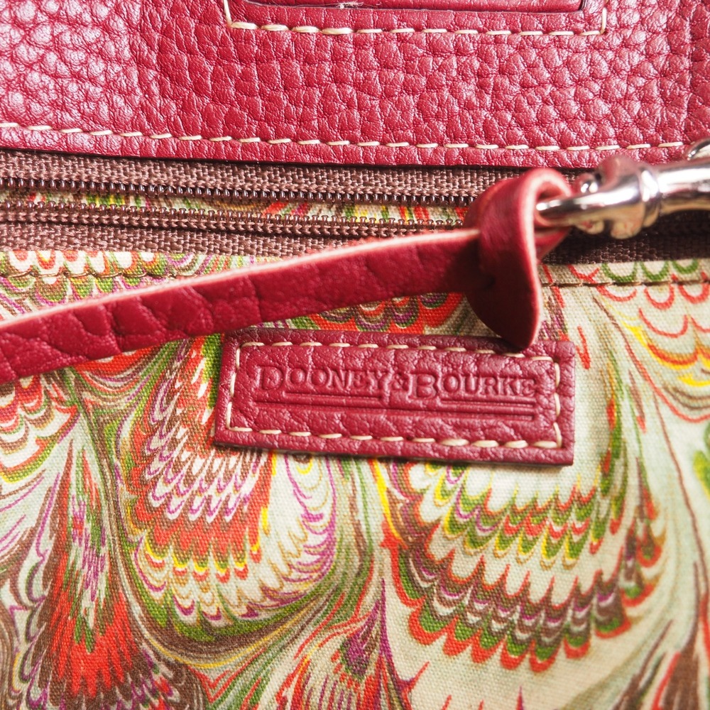 Dooney & Bourke City Barlow Satchel Burgundy Pebbled Leather Tassel Bag - Picture 12 of 16